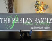 Family Est Sign Personalized Name Wood Sign Hand Painted Wedding Date Gift 22 x 7