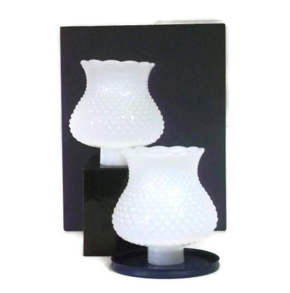 1940s White Hobnail Light Covers, Vintage Lighting, Fluted Rim, 1940s Home Decor, Vintage Lampshades