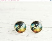 ON SALE Universe Earrings, Galaxy Earrings, Space Earrings, Silver Color, FREE shipping
