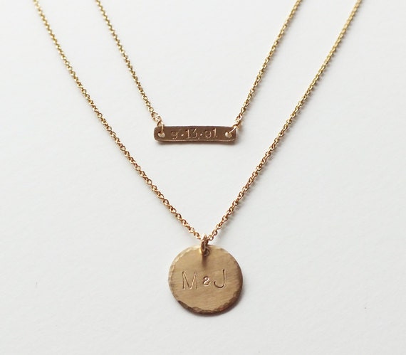 Personalized Double Strand Necklace - Multi Strand Initial Necklace - Wedding Necklace - ID Necklace - Wedding Necklace