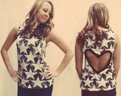 Star Tank shirt  size small with Heart back Tank Top with Star print and heart back READY TO SHIP
