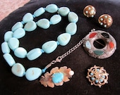 Turquoise Inspired Jewelry Retro Vintage Brooch