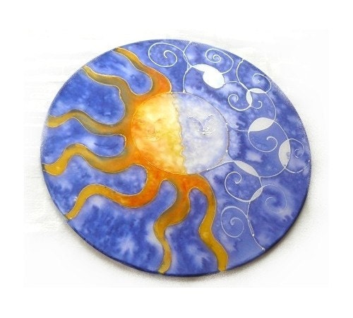 Sun and Moon painted silk mandala, mandala art, healing home ornament