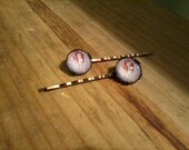 Set of 2 rosebud antique copper bobby pins