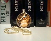 Owl pendant necklace in silver, with matching mini-ball chain necklace