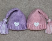 Twin Girl Hats, Twin Photo Prop, Short Elf Hats, Pixie Hats.
