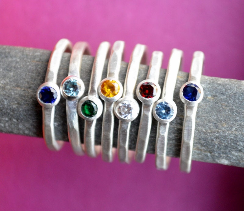 Stackable Birthstone Ring in Sterling Silver