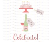 Personalised 'Eat, Drink, Celebrate' Birthday Card
