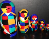 Russian souvenirs Nesting dolls (matryoshka)   handmade. Painting from Russia in the modern style of Malevich
