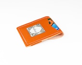 Orange Card Wallet - Business Card Holder - Slim Wallet - Vegan "Orange Peel" Leather - Birdbags "Beak"