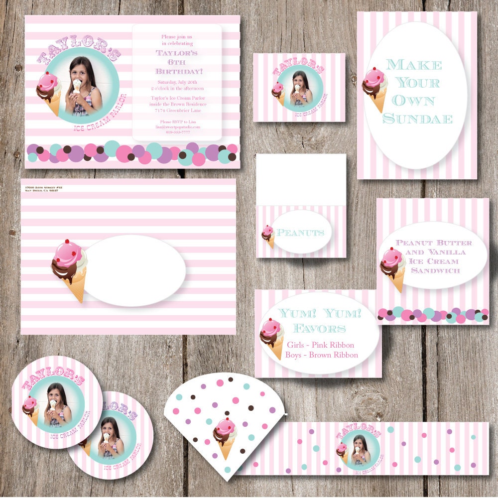 Ice Cream Parlor Birthday- Complete Printable Collection