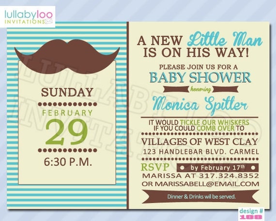 Little Man Mustache Baby Shower Invitations (188)