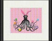 Octobunny Weird Easter Bunny Octopus Print Your Own Poster Card Tag 8x10 inch DIY PIY Printable jpg pdf Download Digital File Clip Art DP05
