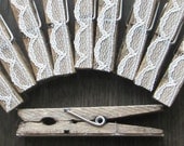 10 Lace covered clothespins - cottage chic wedding - shabby chic bridal shower - escort card holders