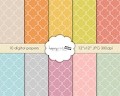 Digital Paper Pack: Quatrefoil Light - Scrapbook Paper, Design Pattern or Invitation Background - INSTANT DOWNLOAD