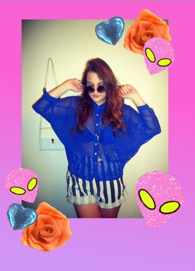 Sheer Blue Button-Up