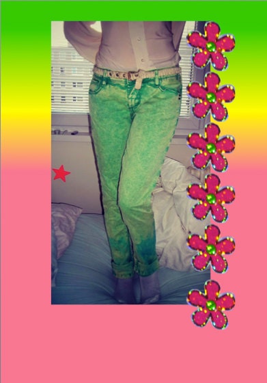 Green Acid Wash Jeans