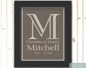 Monogram Wall Art Print DIY Personalized Last Name Initials 8x10 11x14 16x20 Custom Wedding Gift