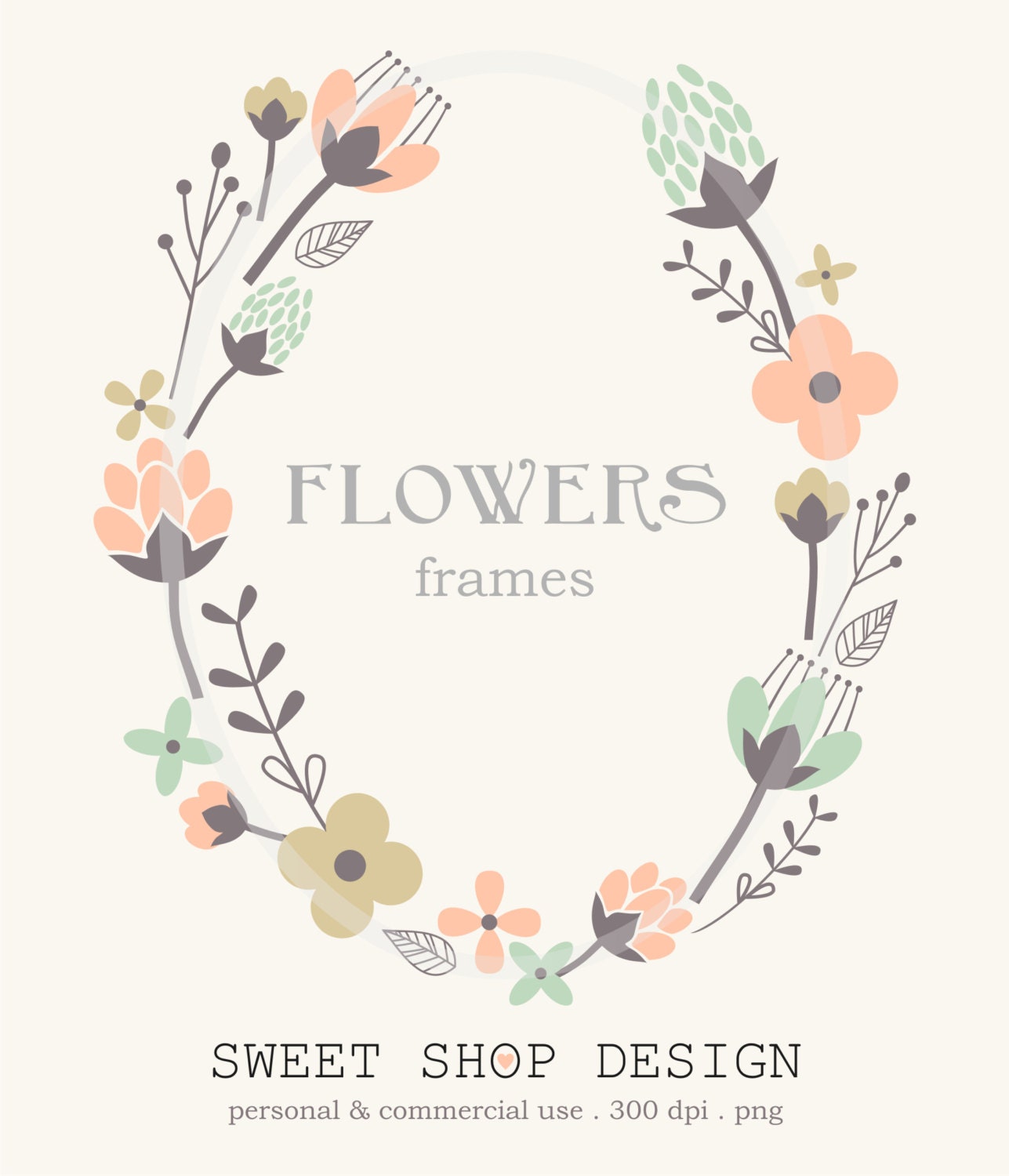 Flowers Borders, Frames Clip Art Clipart - Personal and Commercial Use - N03 Il_170x135
