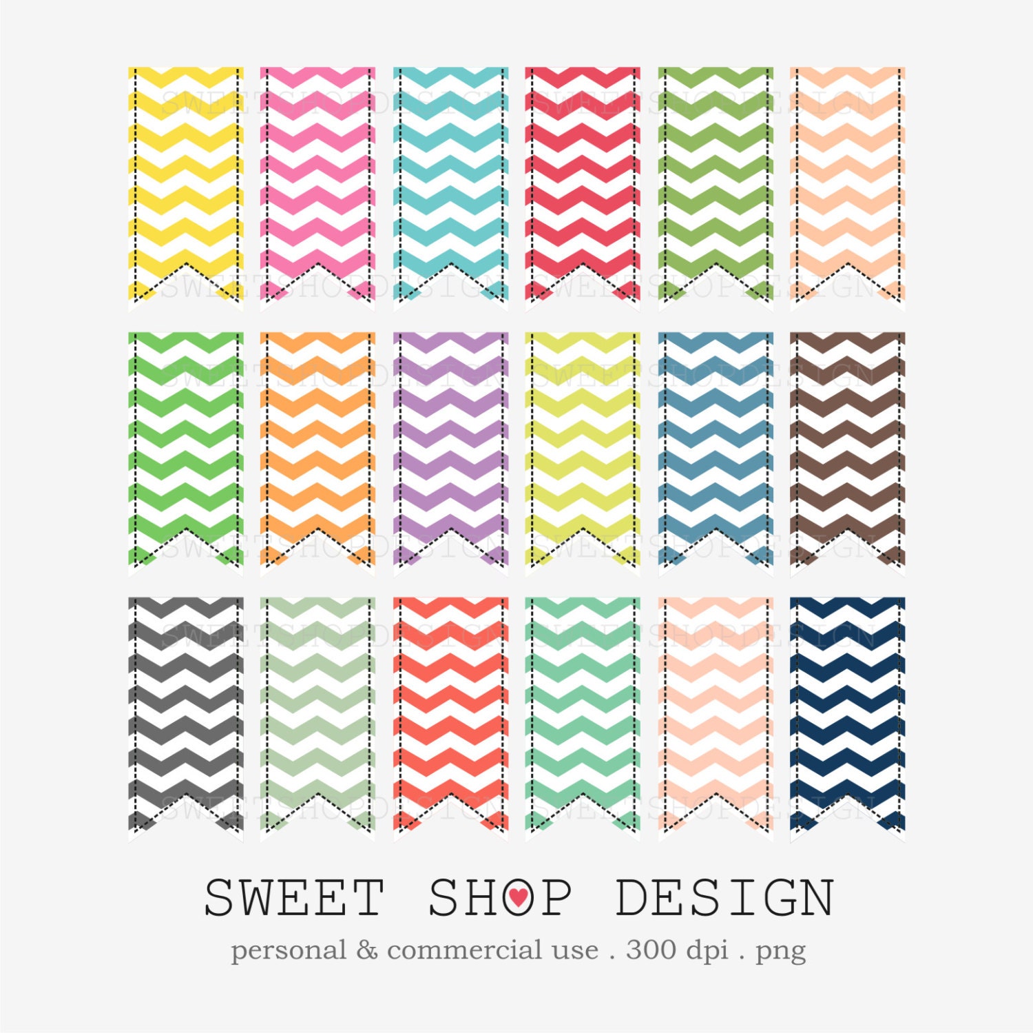 Chevron Ribbon, Journal Tags Clip Art Clipart - Personal and Commercial Use