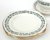 Royal Imperial Fine Bone China: 3 small plates and a sugar bowl for tea-time or anytime, dainty leaf pattern