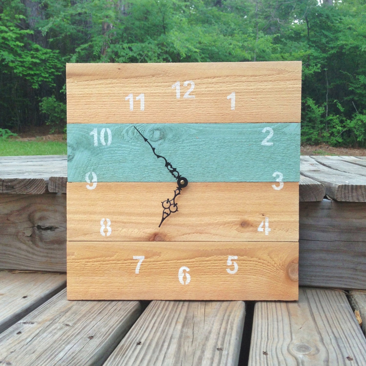 Reclaimed Cedar Wood Wall Clock (Tropical Bay)