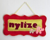 Nursery Door Name Sign - newborn gift - for girls - felt door sign - felt elephant sign - mama and baby elephant door sign