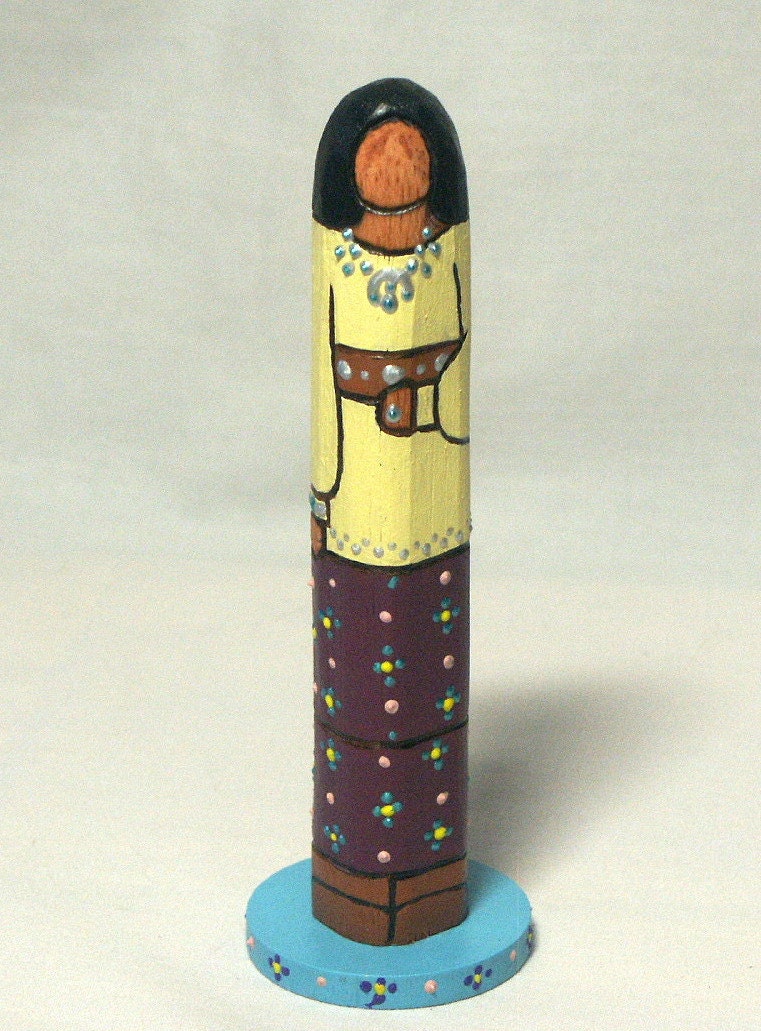 Navajo Native American faceless worry doll Ooak miniature blue