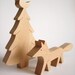 Wooden animals set - Girl, animals and tree - Woodland animals - wooden toy