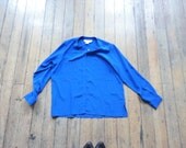 vintage blouse, sheer blouse, blue sheer blouse