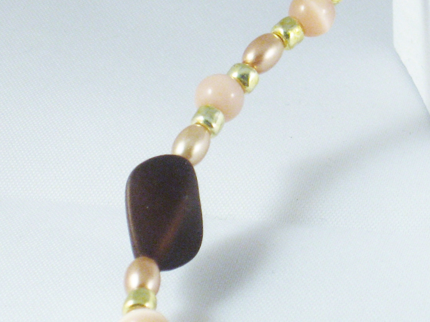 Beaded Necklace in Brown, Tan and Gold