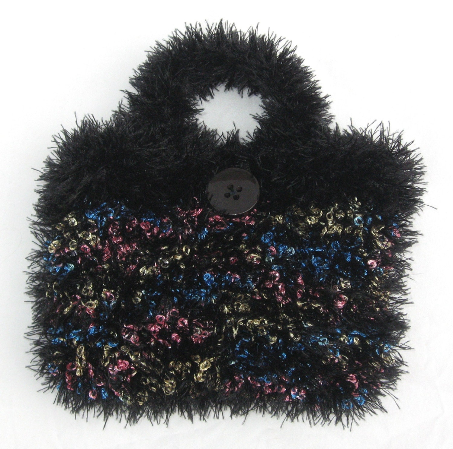 Crochet Handbag, Crochet Purse, Black Purse, Funky Bag, Black Bag, Small Purse, Crochet Bag