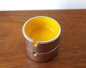 Isamu Kenmochi Ashtrays / Pat. Pend. 4018039 Set of 2 / Mod Yellow and Chrome