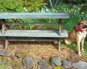 Primitive Victorian Farmhouse Bench Bungalow Rustic Cabin Porch Antique Vintage 1920s Garden Old Turquoise Paint Craftsman Sawbuck Benches