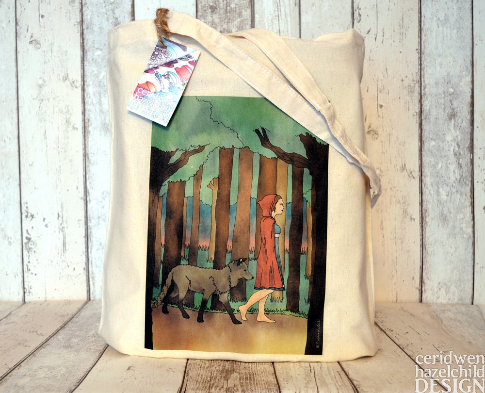 Red Riding Hood Illustration Eco Cotton Tote Bag