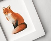 Fox print, Geometric, Minimal, animal print, Original illustration, Art, A4, A6, A5, A3