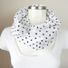 polka dot infinity, scarf, polka dot scarf, white and black scarf