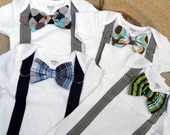 Baby Boy Bowtie & Suspender Onesie - Pick Your Own - Little Man, Photo Prop, Baby Shower Gift