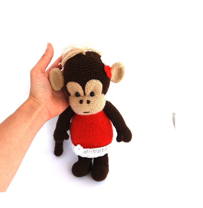 customize monkey stuffed monkey amigurumi crocheted animal plushie toy for children animal soft doll rainbow jungle monkey