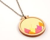 Mountain peaks embroidered necklace - yellow, lemon, pink, hot pink, magenta, purple, orange - embroidery hoop - made with love by dandelyne