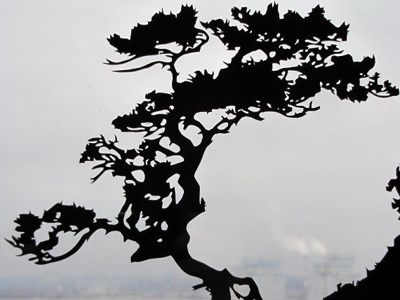 Tree on a Rock Handmade Original Papercut Gift: Hand-Cut Paper Art Silhouette (UNFRAMED)
