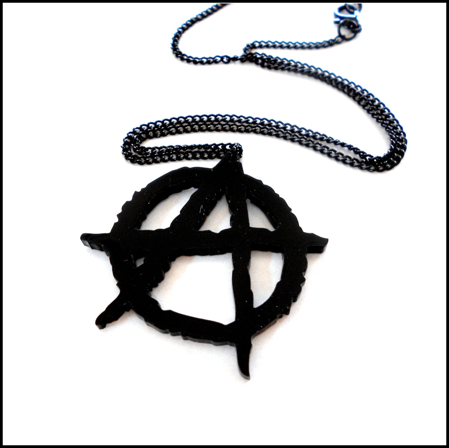 Black Anarchy Punk Necklace Laser Cut Acrylic