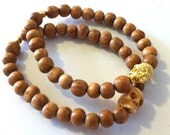 Wood and Bone Carved Skull Bracelet