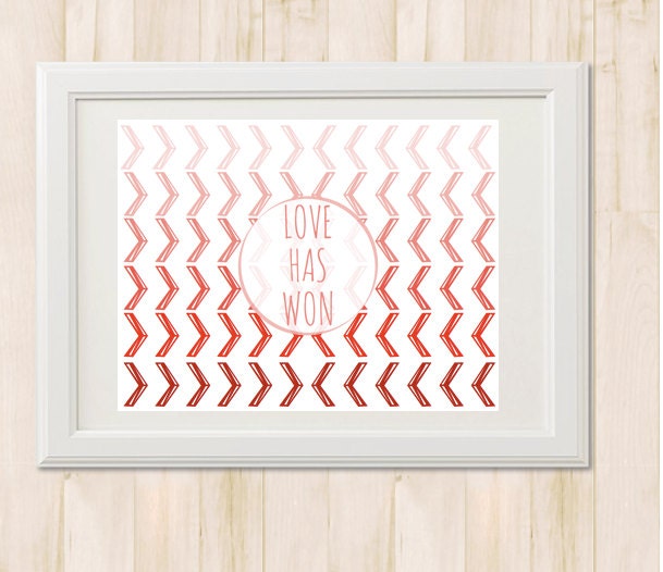 LOVE Has Won // Modern Ombre Scripture Wall Art Print // Faith Art // Christian Wedding Shower New Baby Gift