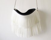 Leather Fringe purse, Clutch purse, Removable chain strap, Crossbody, Vegan Leather, Boho chic