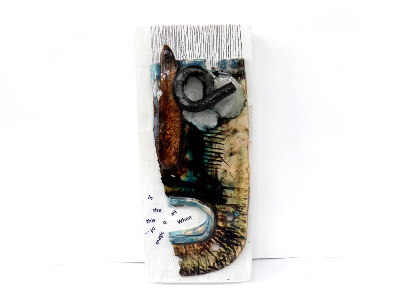 Mixed Media wall mask, Original mask, 3D wall art
