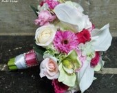 11 Piece Summer WEDDING Flower Bouquet Set DESTINATION Package Decoration Bridal Bride Pink White