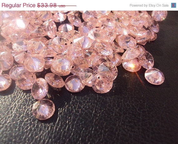 40% OFF SALE Pink Sparkling CUBIC Zirconia Cz Round Rivoli Faceted Side Drilled Beads 8mm 50 Piece aaa High End Luxe Bridal Wedding Apr
