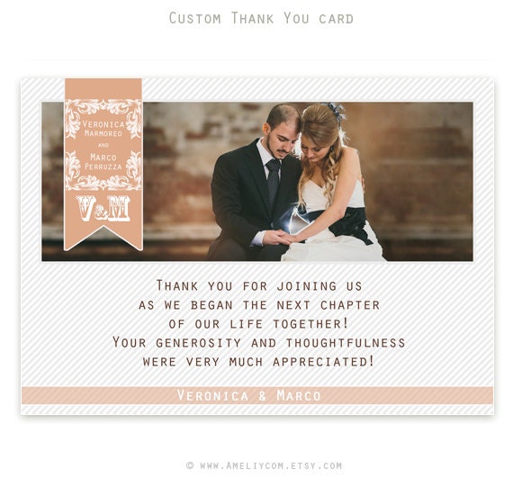 Custom Thank You card  - Personalized Wedding