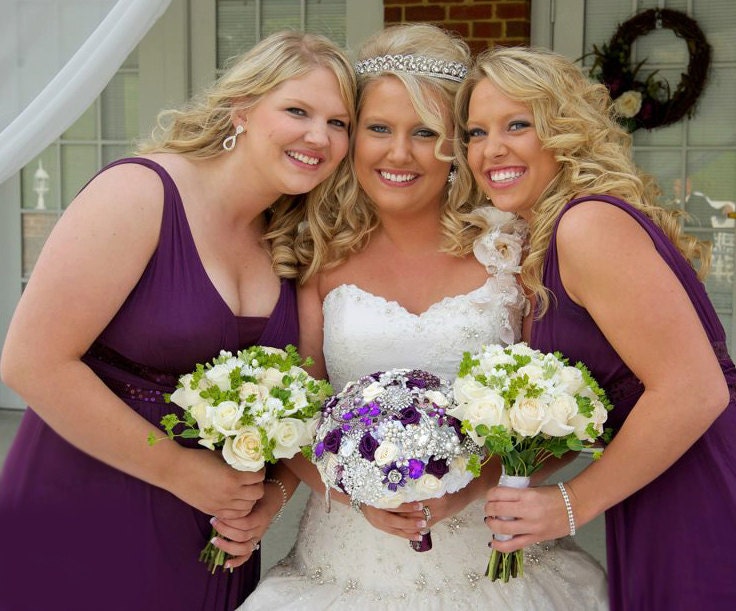 Majestic purple Broach Bridal Wedding Bouquet. Deposit on a made to order Heirloom Bouquet.